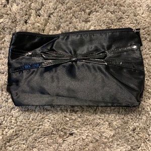 Lancome Black Makeup Cosmetic Bag Travel Case Bow Detail